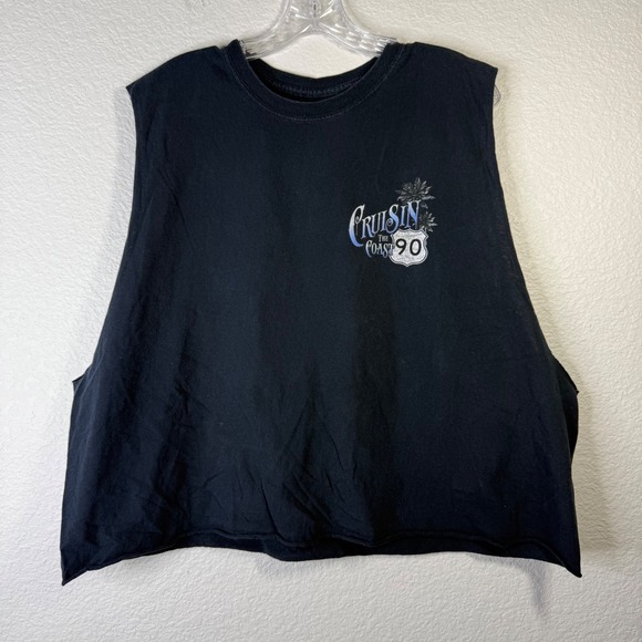 Cruisin' the Coast Mississippi Graphic Cropped Muscle T-Shirt Women's - Picture 1 of 3